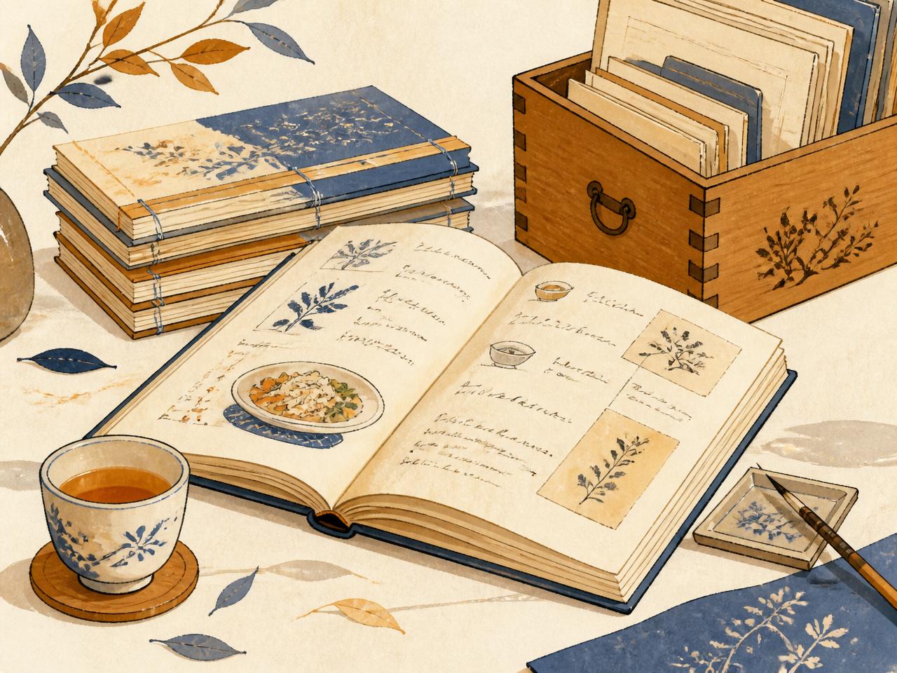 Bound recipe books, manuals, and knowledge archive
